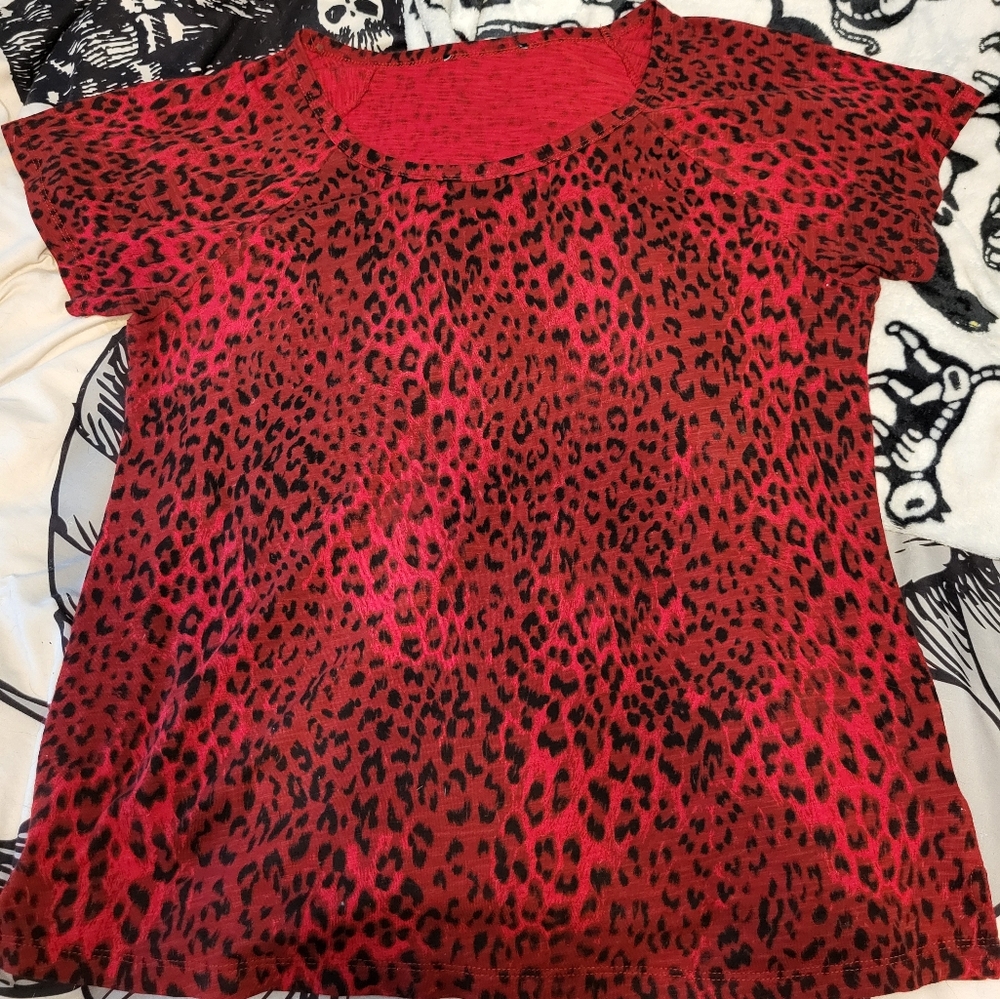 Red Leopard Print Top